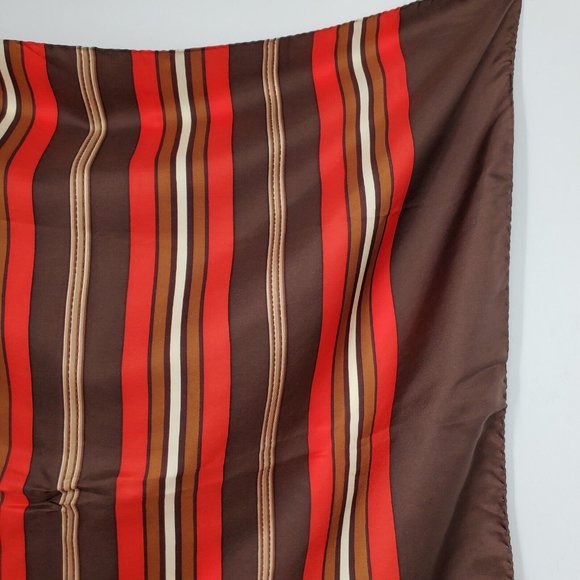 Daniel La Foret Silk Scarf Hand Rolled Brown Multicolor Geometric Striped - Picture 6 of 12